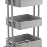 JIALTO Multipurpose Trolley with Wheels- Heavy Duty 3-Tier Utility Cart for Storage & Organization- Movable Rack for Home, Kitchen, Bathroom, Pantry- Durable Metal Frame with Lockable Wheels (Grey)