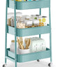 JIALTO 3-Tier Vegetable Rack for Kitchen Steel Trolley Cart, Metal Storage Rack with Lockable Wheels, Multipurpose Storage Organizer with Home Kitchen Outdoor for Office & Home - Green