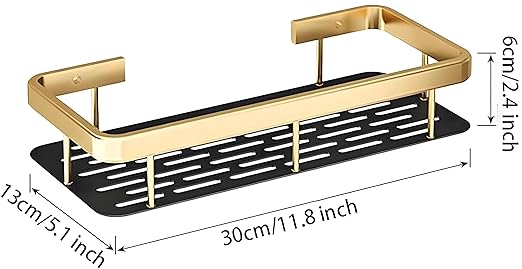 JIALTO 2 PCS Aluminum Wall Mounted Bathroom Organiser, Floating Shelf for Wall for Bathroom Cabinet Multifunctional Large Capacity Bathroom Rack, Bathroom Shelf for Wall (Black)