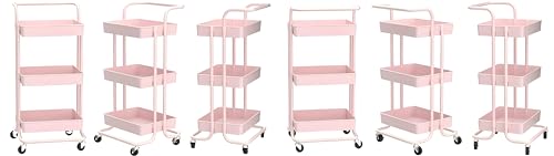 JIALTO Multipurpose Trolley with Wheels- Heavy Duty 3-Tier Utility Cart for Storage &amp; Organization- Movable Rack for Home, Kitchen, Bathroom, Pantry- Durable Metal Frame with Lockable Wheels (Black)