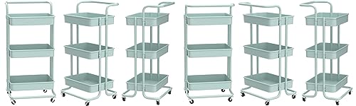 JIALTO Multipurpose Trolley with Wheels- Heavy Duty 3-Tier Utility Cart for Storage &amp; Organization- Movable Rack for Home, Kitchen, Bathroom, Pantry- Durable Metal Frame with Lockable Wheels (Black)