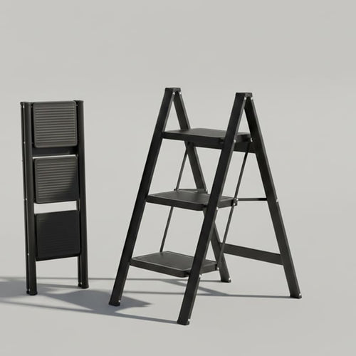 Jialto 3 Step Aluminium Ladder | Foldable, Wide Pedals | Anti-Slip, 150kg | Home Use