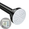 JIALTO Adjustable Bathroom Shower Curtain Rod 115 To 215 Cm Extendable Shower Tension Rod | Without Drill for Wall Anti-Skid Spring Pull Door | Telescopic Shower Curtain Stand 2 Psc