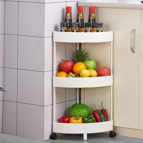JIALTO Multipurpose Trolley with Wheels- Heavy Duty 3-Tier Utility Cart for Storage &amp; Organization- Movable Rack for Home, Kitchen, Bathroom, Pantry- Durable Metal Frame with Lockable Wheels (Black)