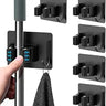 JIALTO 5 Pcs Stainless Steel Broom Holder with Hook - Wall-Mounted Adhesive Storage for Broom Holders, Mops, and More