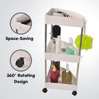 JIALTO Multipurpose Trolley with Wheels- Heavy Duty 3-Tier Utility Cart for Storage &amp; Organization- Movable Rack for Home, Kitchen, Bathroom, Pantry- Durable Metal Frame with Lockable Wheels (Black)