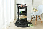 JIALTO Multipurpose Trolley with Wheels- Heavy Duty 3-Tier Utility Cart for Storage &amp; Organization- Movable Rack for Home, Kitchen, Bathroom, Pantry- Durable Metal Frame with Lockable Wheels (Black)