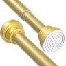 JIALTO Adjustable Bathroom Shower Curtain Rod 115 To 215 Cm Extendable Shower Tension Rod | Without Drill for Wall Anti-Skid Spring Pull Door | Telescopic Shower Curtain Stand (GOLD - 1 Pcs)