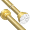 JIALTO Adjustable Bathroom Shower Curtain Rod 115 To 215 Cm Extendable Shower Tension Rod | Without Drill for Wall Anti-Skid Spring Pull Door | Telescopic Shower Curtain Stand (GOLD - 1 Pcs)