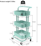 JIALTO Multipurpose Trolley with Wheels- Heavy Duty 3-Tier Utility Cart for Storage &amp; Organization- Movable Rack for Home, Kitchen, Bathroom, Pantry- Durable Metal Frame with Lockable Wheels (Black)