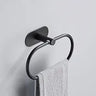 JIALTO 1 PCS Self Adhesive Towel Ring Matte Black, Oval Shaped Modern Hand Towel Holder, Stainless Steel Adhesive Hand Towel Hanger for Bathroom &amp; Kithen Wall Mount (No Drilling) (Black)
