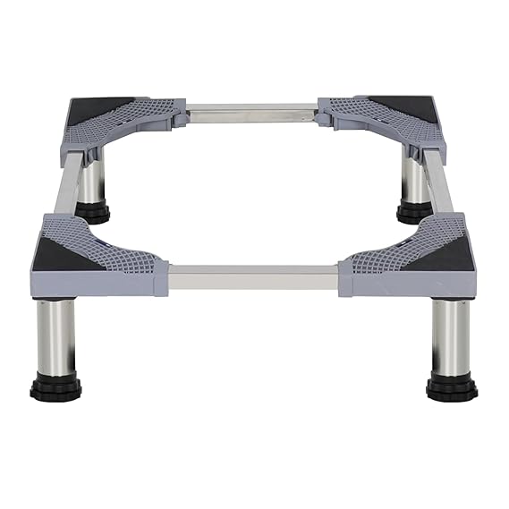 JIALTO Universal Adjustable Washing Machine Stand with 4 Lockable Wheels & 4 Heavy-Duty Legs- Movable Base for Refrigerator, Dishwasher & Appliances- Load Capacity 8–120 kg (WM – Double Pipe, Grey)