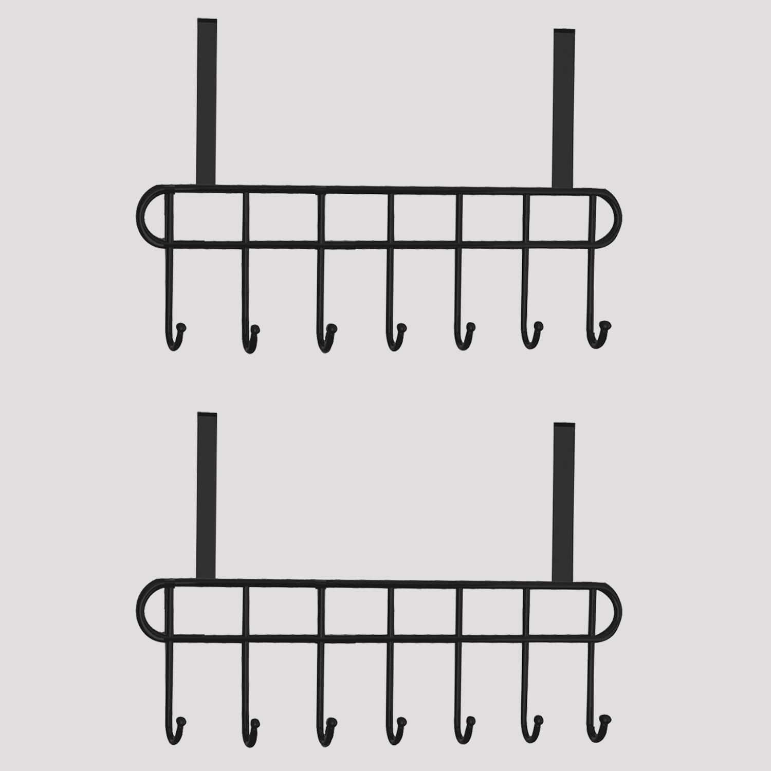 1 Pcs Over The Door Hook Hanger Adhesive Hooks Heavy Duty Wall Hooks Waterproof Stainless Steel Hooks for Hanging Coat, Hat,Towel Robe Hook Rack Wall Mount- Bathroom and Bedroom Black