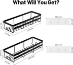 JIALTO 2 Pieces Aluminium Heavy Duty Self Adhesive Bathroom Accessories Set Bathroom Kitchen Shelf Rack, Multipurpose Wall Mounted Washroom Organizer (Black)