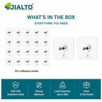JIALTO Wall Hooks for Hanging Strong, Adhesive Hooks for Wall Heavy Duty, Wall hangings, Kitchen Accessories Items, Sticky Photo Frame Hangers (Pack of 20, Nail Hook)