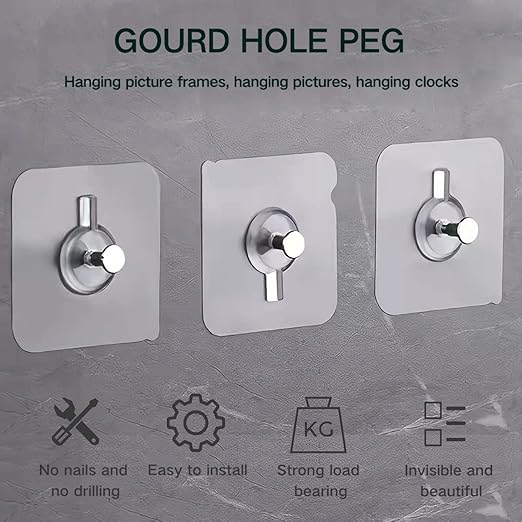 JIALTO 10 Pcs Self Adhesive Wall Hooks - Heavy Duty Transparent Hooks for Photo Frames Hooks, Wall Clocks, Keys - No Damage, Easy Installation