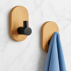 JIALTO 2 PCS Wooden Bathroom and Kitchen Without Drill Self Adhesive Hooks for Wall | Self Adhesive Wall Hook for Bathroom Accessories, Stylish Home Decor Items