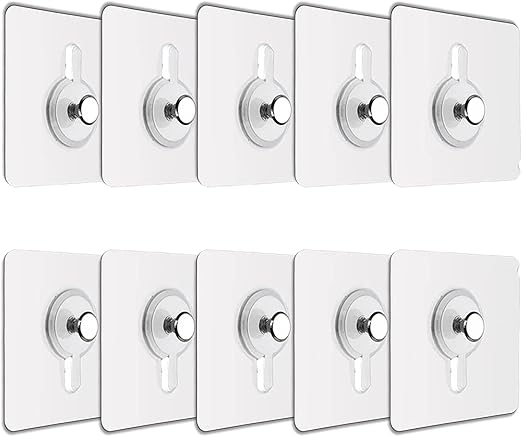 JIALTO 10 Pcs Self Adhesive Wall Hooks - Heavy Duty Transparent Hooks for Photo Frames Hooks, Wall Clocks, Keys - No Damage, Easy Installation