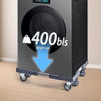 JIALTO Universal Adjustable Washing Machine Stand with 4 Lockable Wheels & 4 Heavy-Duty Legs, Load Capacity 8–120 kg - Movable Base Stand for Refrigerator, Cooler & Appliances(WM – Single Pipe, Black)