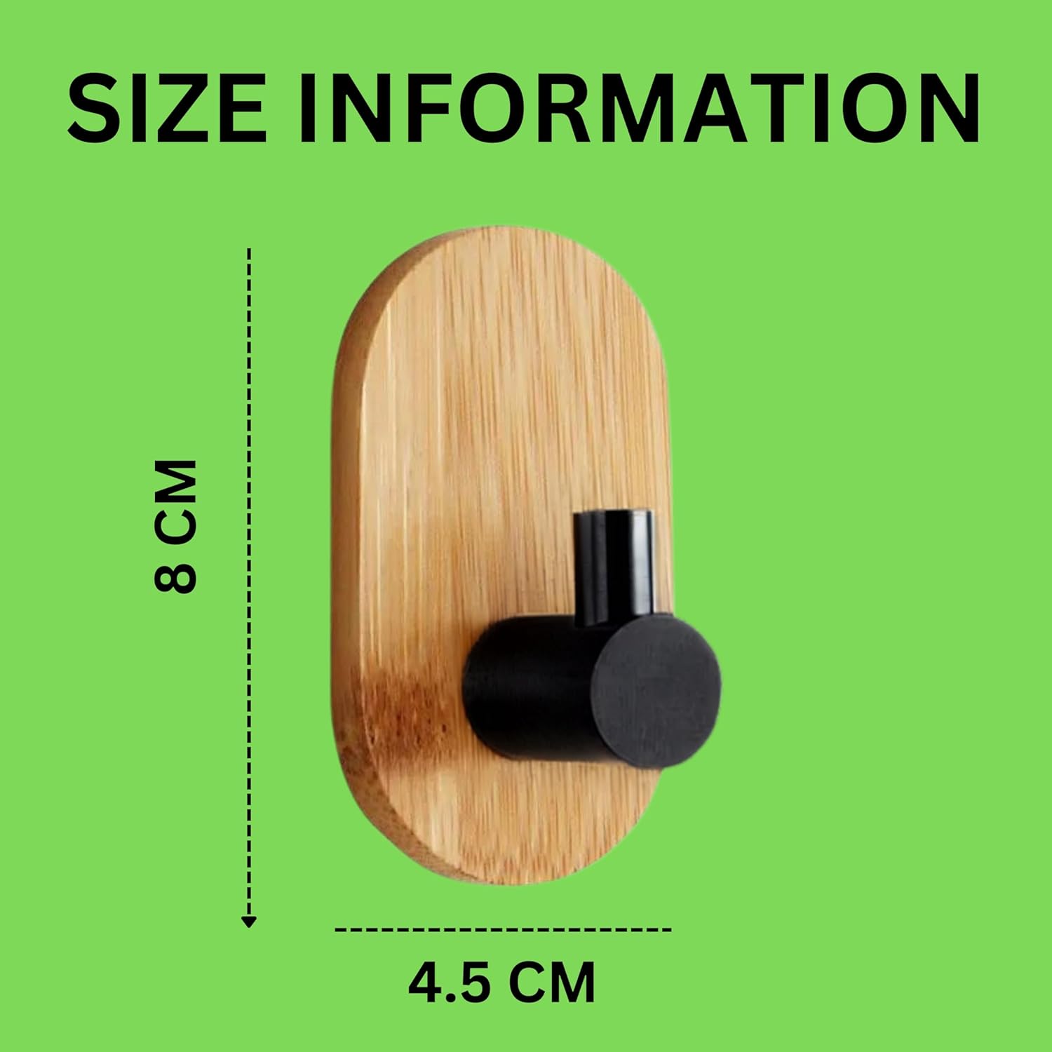 JIALTO 2 PCS Wooden Bathroom and Kitchen Without Drill Self Adhesive Hooks for Wall | Self Adhesive Wall Hook for Bathroom Accessories, Stylish Home Decor Items
