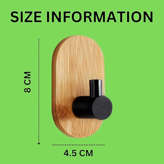 JIALTO 4 PCS Wooden Bathroom and Kitchen Without Drill Self Adhesive Hooks for Wall | Self Adhesive Wall Hook for Bathroom Accessories, Stylish Home Decor Items - (Rectangle Black Wooden)