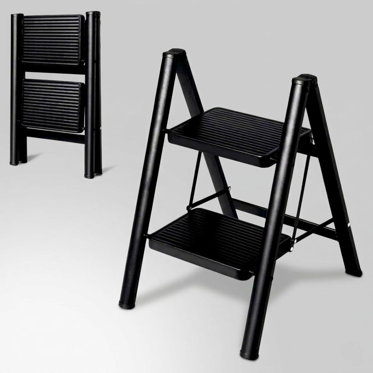 Jialto Step Aluminium Ladder | Foldable, Wide Pedals | Anti-Slip, 150kg | Home Use