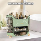 JIALTO Makeup Organizer Box | Countertop Cosmetic Organizer for Woman | Transparent Clear Makeup Organizer Box | Organize for Cosmetic Products (Greens)