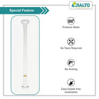 JIALTO Adjustable Bathroom Curtain Rod | Extendable  Shower Curtain Rod Without Drill for Wall Anti-Skid Spring Pull | Door Curtain | Bathroom Pipe Rod | Curtain Stand - WHITE, Pack Of - 2