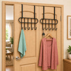 1 Pcs Over The Door Hook Hanger Adhesive Hooks Heavy Duty Wall Hooks Waterproof Stainless Steel Hooks for Hanging Coat, Hat,Towel Robe Hook Rack Wall Mount- Bathroom and Bedroom Black