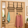 1 Pcs Over The Door Hook Hanger Adhesive Hooks Heavy Duty Wall Hooks Waterproof Stainless Steel Hooks for Hanging Coat, Hat,Towel Robe Hook Rack Wall Mount- Bathroom and Bedroom Black