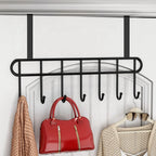 1 Pcs Over The Door Hook Hanger Adhesive Hooks Heavy Duty Wall Hooks Waterproof Stainless Steel Hooks for Hanging Coat, Hat,Towel Robe Hook Rack Wall Mount- Bathroom and Bedroom Black