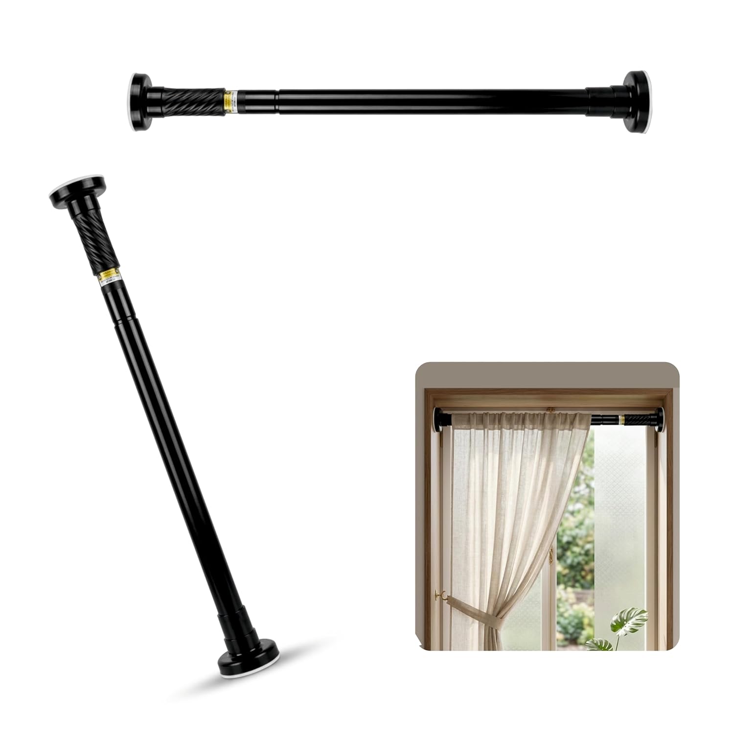 JIALTO Adjustable Bathroom Curtain Rod | Extendable  Shower Curtain Rod Without Drill for Wall Anti-Skid Spring Pull | Door Curtain | Bathroom Pipe Rod | Curtain Stand - WHITE, Pack Of - 2