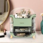 JIALTO Makeup Organizer Box | Countertop Cosmetic Organizer for Woman | Transparent Clear Makeup Organizer Box | Organize for Cosmetic Products (Greens)