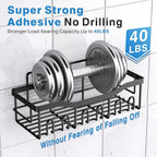 JIALTO Bathroom Shelf for Wall | Soap Dish with Toothbrush Holder | Self Adhesive Stainless Steel Bathroom Organiser Without Drill | Bathroom Shelves & Accessories (Black)
