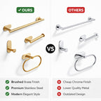 JIALTO Bathroom Towel Holder | 4 Pcs Wall Mounted Bathroom Clothes Hanger with Adhesive Hooks | Towel Rod | Tissue Paper Holder | Bathroom Fittings Rod &amp; Towel Stand (Gold, 4 - Pieces Set)