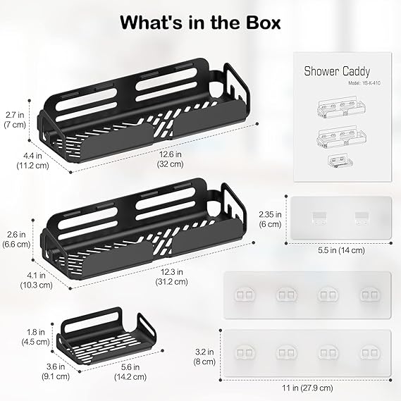JIALTO Bathroom Organiser | Corner Shelf with Soap Holder | Stainless Steel Organizer Without Drill | Ideal Bathroom Accessories Combo (Black)