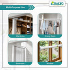 JIALTO Adjustable Bathroom Curtain Rod | Extendable  Shower Curtain Rod Without Drill for Wall Anti-Skid Spring Pull | Door Curtain | Bathroom Pipe Rod | Curtain Stand - WHITE, Pack Of - 2