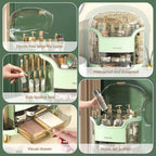 JIALTO Makeup Organizer Box | Countertop Cosmetic Organizer for Woman | Transparent Clear Makeup Organizer Box | Organize for Cosmetic Products (Greens)