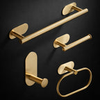 JIALTO Bathroom Towel Holder | 4 Pcs Wall Mounted Bathroom Clothes Hanger with Adhesive Hooks | Towel Rod | Tissue Paper Holder | Bathroom Fittings Rod &amp; Towel Stand (Gold, 4 - Pieces Set)