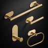 JIALTO Bathroom Towel Holder | 4 Pcs Wall Mounted Bathroom Clothes Hanger with Adhesive Hooks | Towel Rod | Tissue Paper Holder | Bathroom Fittings Rod &amp; Towel Stand (Gold, 4 - Pieces Set)
