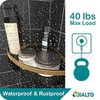 JIALTO 2 Pcs Corner Shelf for Bathroom, Self Adhesive Aluminium Bathroom Shelf for Wall Mounted Bathroom Organiser Without Drill and Bathroom Accessories (Gold)