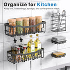 JIALTO Bathroom Shelf for Wall | Soap Dish with Toothbrush Holder | Self Adhesive Stainless Steel Bathroom Organiser Without Drill | Bathroom Shelves & Accessories (Black)