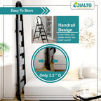 Jialto Premium Matte Black 5 Step Ladder | Foldable Ladder for Home with Built-in Tool Tray | Secure Lock & Wide Rubber Feet | Heavy Duty Home Step Ladder (150kg Capacity)