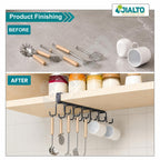 JIALTO 1 Pcs Double-Row 12 Hooks for Kitchen Storage - Cupboard Hanging Organizer for Coffee, Tea Cups, Towels, and More | Versatile Metal Hooks for Home, Office