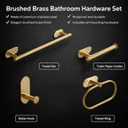 JIALTO Bathroom Towel Holder | 4 Pcs Wall Mounted Bathroom Clothes Hanger with Adhesive Hooks | Towel Rod | Tissue Paper Holder | Bathroom Fittings Rod &amp; Towel Stand (Gold, 4 - Pieces Set)
