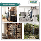 JIALTO 7 Step Ladder with Handrail | Folding Steel Step Stool for Home & Kitchen | Anti-Slip Wide Pedal, Lightweight & Portable | Space-Saving Design, Indoor & Outdoor Use (Black)