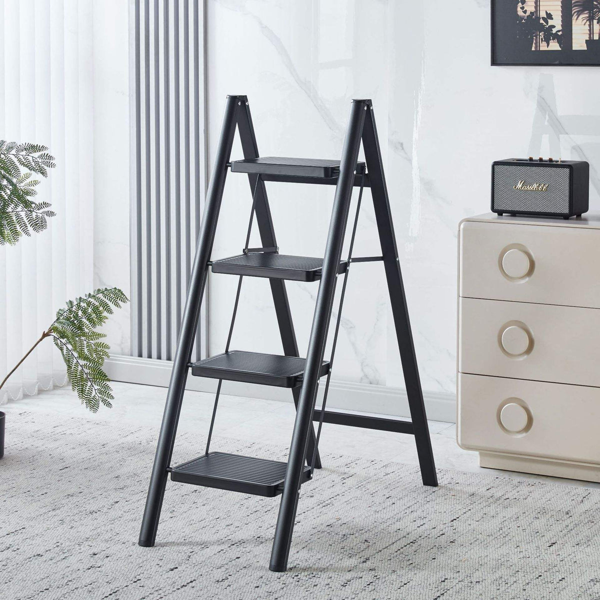 Jialto Step Aluminium Ladder | Foldable, Wide Pedals | Anti-Slip, 150kg | Home Use