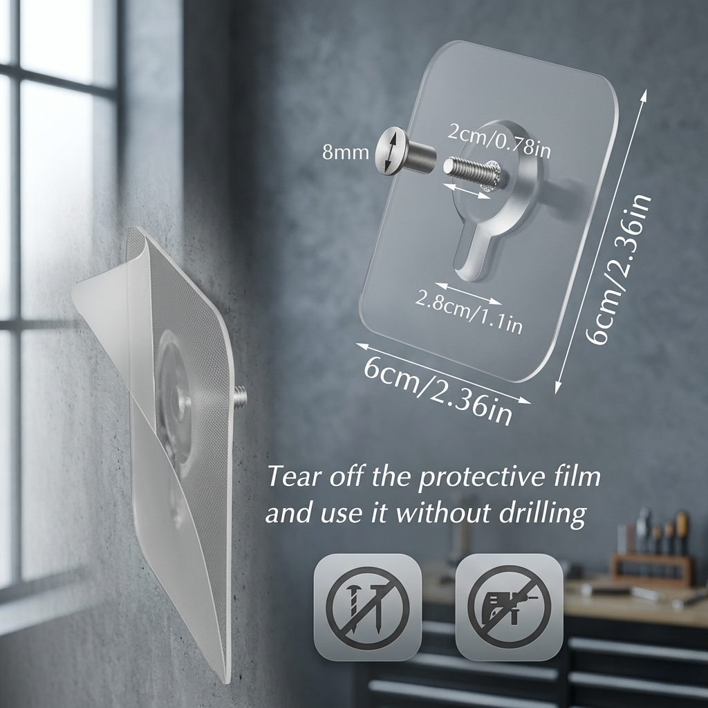 JIALTO 10 Pcs Self Adhesive Wall Hooks - Heavy Duty Transparent Hooks for Photo Frames Hooks, Wall Clocks, Keys - No Damage, Easy Installation