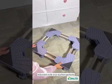 JIALTO Universal Adjustable Washing Machine Stand 8kg-12kg- Heavy Duty Trolley with Wheels- Single/Double Door Fridge Stand, Air Cooler Stand, Appliance Base with 300 Kg Capacity, Anti Vibration Pads